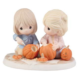 Precious Moments: Two Friends Carving Pumpkins Figurine
