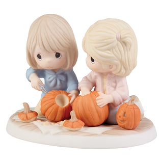 Precious Moments: Two Friends Carving Pumpkins Figurine
