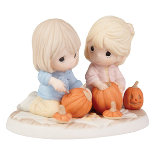 Precious Moments: Two Friends Carving Pumpkins Figurine