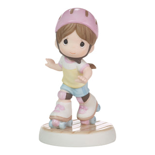 Precious Moments: Roller Skating Brunette Girl Figurine sparkle-castle