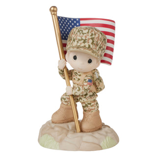 Precious Moments: Military Boy Holding Flag Figurine sparkle-castle