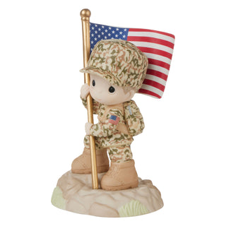 Precious Moments: Military Boy Holding Flag Figurine sparkle-castle