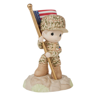 Precious Moments: Military Boy Holding Flag Figurine sparkle-castle