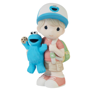 Precious Moments Sesame Street: Boy With Cookie Monster Doll Figurine, Blond sparkle-castle