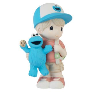 Precious Moments Sesame Street: Boy With Cookie Monster Doll Figurine, Blond sparkle-castle