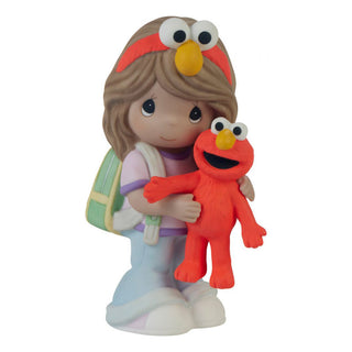 Precious Moments Sesame Street: Girl With Elmo Doll Figurine, Brunette