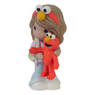Precious Moments Sesame Street: Girl With Elmo Doll Figurine, Brunette