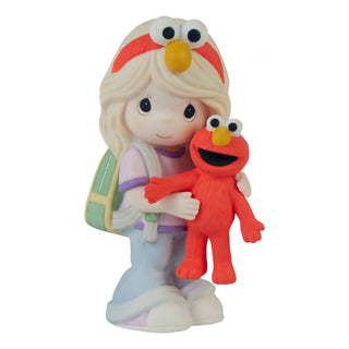 Precious Moments Sesame Street: Girl With Elmo Doll Figurine, Blond