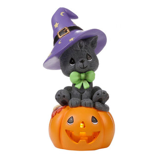 Precious Moments: Halloween Black Cat On Jack-o-Lantern LED Figurine
