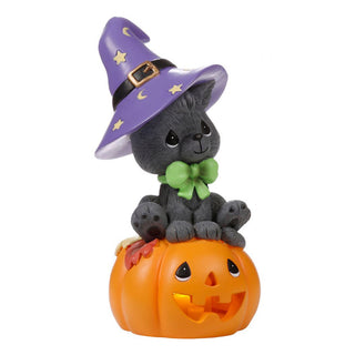 Precious Moments: Halloween Black Cat On Jack-o-Lantern LED Figurine