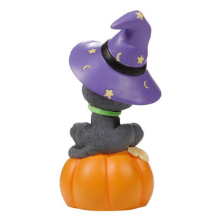 Precious Moments: Halloween Black Cat On Jack-o-Lantern LED Figurine