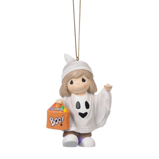 Precious Moments: Halloween Girl Ghost Trick-or-Treater Hanging Ornament