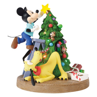 Precious Moments Disney: Mickey Decorating Christmas Tree LED Figurine sparkle-castle