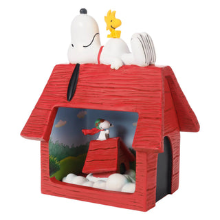 Precious Moments Peanuts: Snoopy Laying on Doghouse Shadow Box Figurine