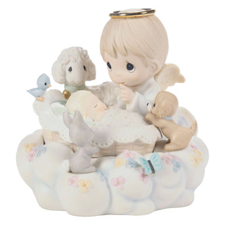 Precious Moments: Sleeping Baby With Angel And Animals Figurine sparkle-castle