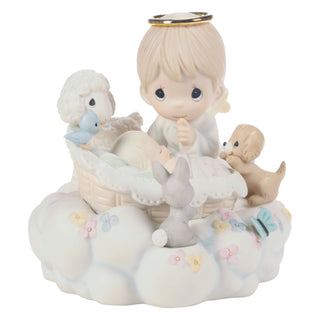 Precious Moments: Sleeping Baby With Angel And Animals Figurine sparkle-castle