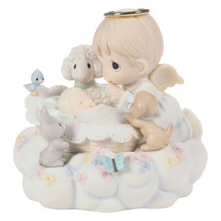 Precious Moments: Sleeping Baby With Angel And Animals Figurine sparkle-castle