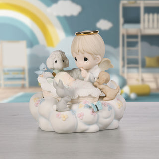 Precious Moments: Sleeping Baby With Angel And Animals Figurine sparkle-castle
