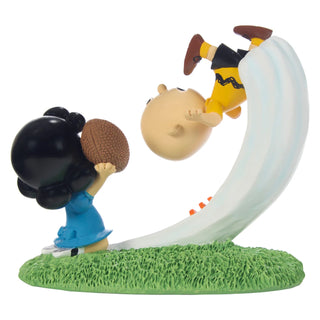 Precious Moments Peanuts: Lucy Pulling Football From Charlie Brown's Kick Figurine