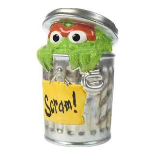 Precious Moments Sesame Street: Oscar the Grouch Garbage Can Bank sparkle-castle