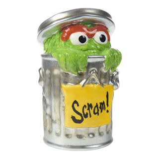 Precious Moments Sesame Street: Oscar the Grouch Garbage Can Bank sparkle-castle