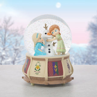 Precious Moments Disney Showcase: Anna and Elsa Snow Globe sparkle-castle