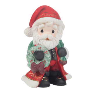 Precious Moments: Annual Christmas Santa With Wreath Figurine sparkle-castle
