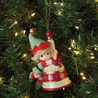 Precious Moments: Girl Elf On Bell Hanging Ornament sparkle-castle