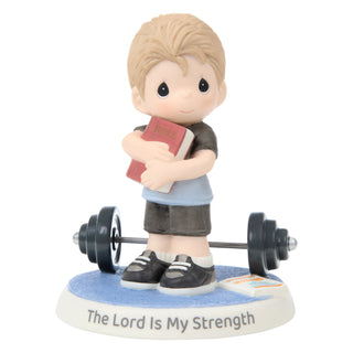 Precious Moments: Boy with Bible And Weights Figurine sparkle-castle