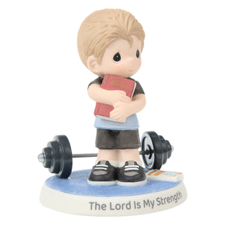 Precious Moments: Boy with Bible And Weights Figurine sparkle-castle