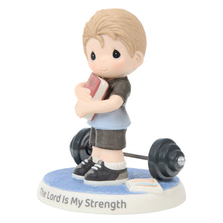 Precious Moments: Boy with Bible And Weights Figurine sparkle-castle