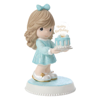 Precious Moments: Birthday Girl Holding Cake Figurine, Brunette