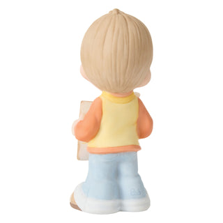 Precious Moments: Grandma's Boy Holding Sign & Flower Figurine sparkle-castle