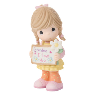 Precious Moments: Grandma's Girl Holding Sign & Flower Figurine sparkle-castle