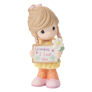 Precious Moments: Grandma's Girl Holding Sign & Flower Figurine sparkle-castle
