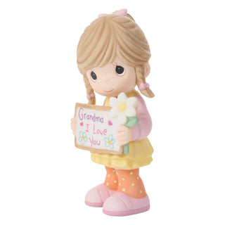 Precious Moments: Grandma's Girl Holding Sign & Flower Figurine sparkle-castle