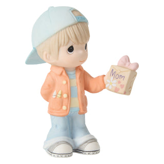 Precious Moments: Boy With Mother's Day Present Figurine sparkle-castle