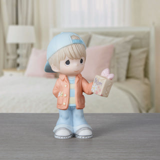 Precious Moments: Boy With Mother's Day Present Figurine sparkle-castle
