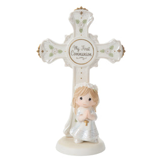 Precious Moments: Communion Girl Cross Figurine, Brunette sparkle-castle