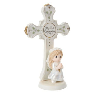 Precious Moments: Communion Girl Cross Figurine, Brunette sparkle-castle