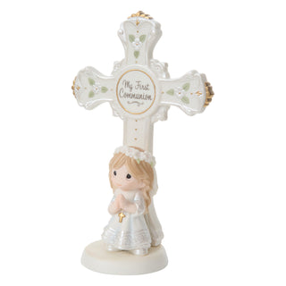 Precious Moments: Communion Girl Cross Figurine, Brunette sparkle-castle