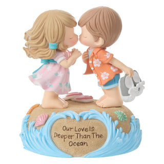 Precious Moments: Couple Kissing On Beach Musical Figurine