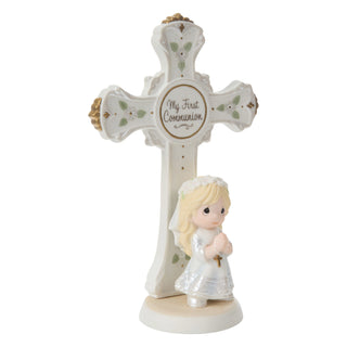 Precious Moments: Communion Girl Cross Figurine, Blonde sparkle-castle