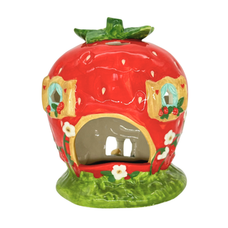Blue Sky Clayworks: Strawberry Shortcake Berry Sweet Cottage Candle House sparkle-castle