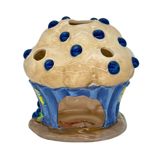 Blue Sky Clayworks: Strawberry Shortcake Cottage Blueberry Muffin Baked Goods Candle House sparkle-castle