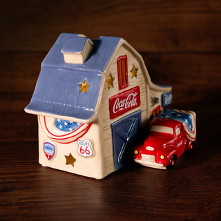 Blue Sky Clayworks: Coca-Cola Red Truck and Barn Candle House sparkle-castle