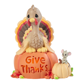 Precious Moments: Turkey on Pumpkin Lighted Figurine sparkle-castle