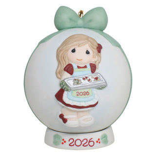 Precious Moments: Dated 2026 Girl With Cookie Tray Ball Ornament sparkle-castle