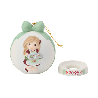 Precious Moments: Dated 2026 Girl With Cookie Tray Ball Ornament sparkle-castle