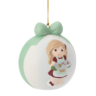 Precious Moments: Dated 2026 Girl With Cookie Tray Ball Ornament sparkle-castle